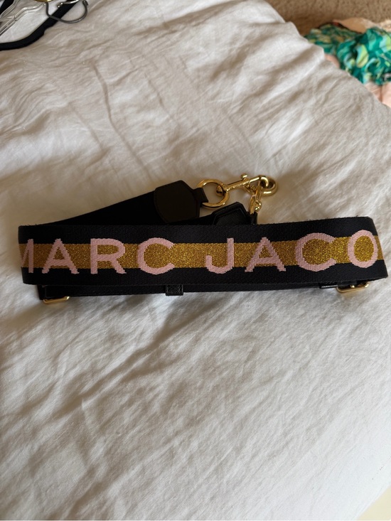 Marc Jacobs Handbags - Marc Jacobs Black Strap with Pink Lettering and Gold Accent